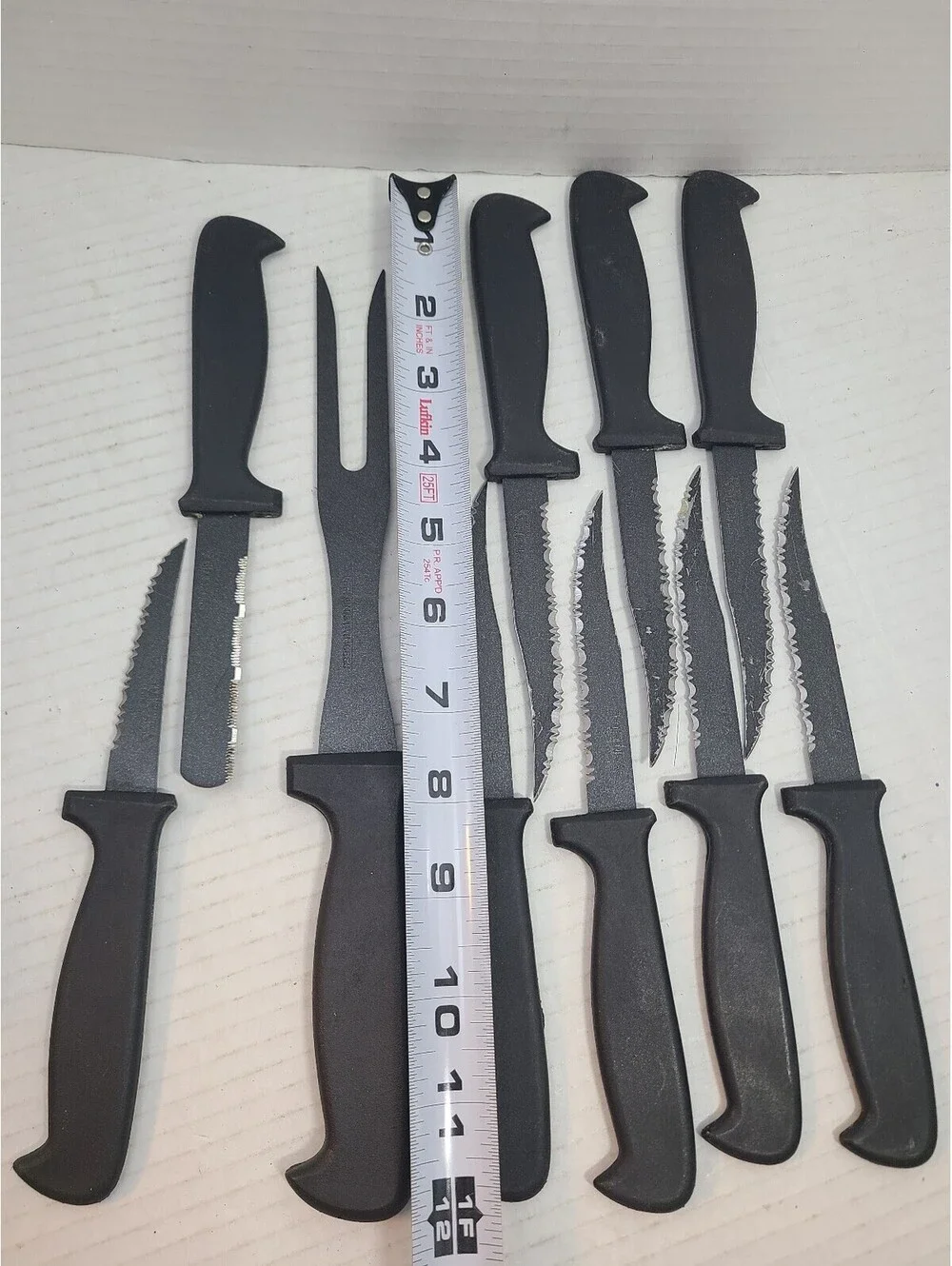 Vintage Sukura 10 Piece Knife Lot - Matte Black Stainless